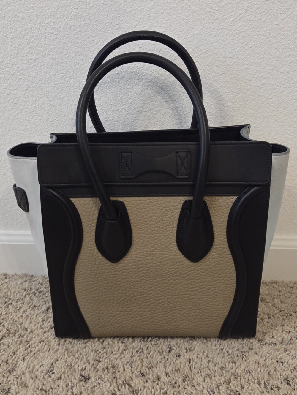 Celine Mini Luggage Tote – Tri-Color Drummed Calfskin Leather With COA - Picture 2 of 9